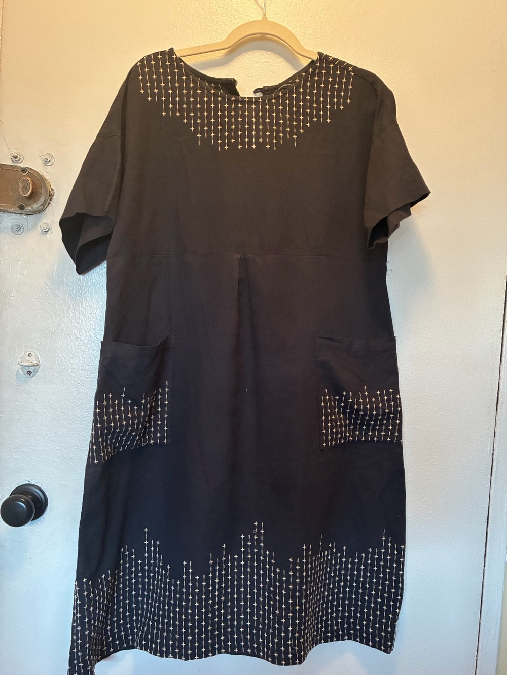 GUDRUN Midnight Blue  Embroidered Shift Dress rare and exquisite